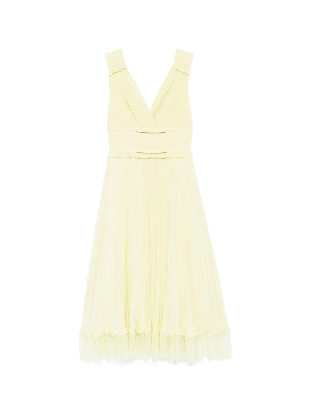 Self Portrait Yellow Chiffon Lace Midi Dress 0